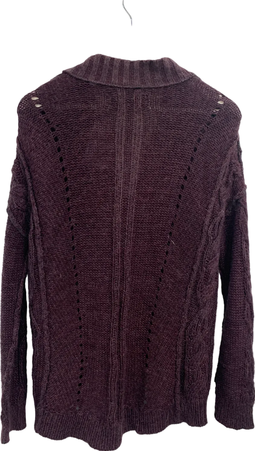 AllSaints Purple Burgundy Knitted Cardigan UK 8