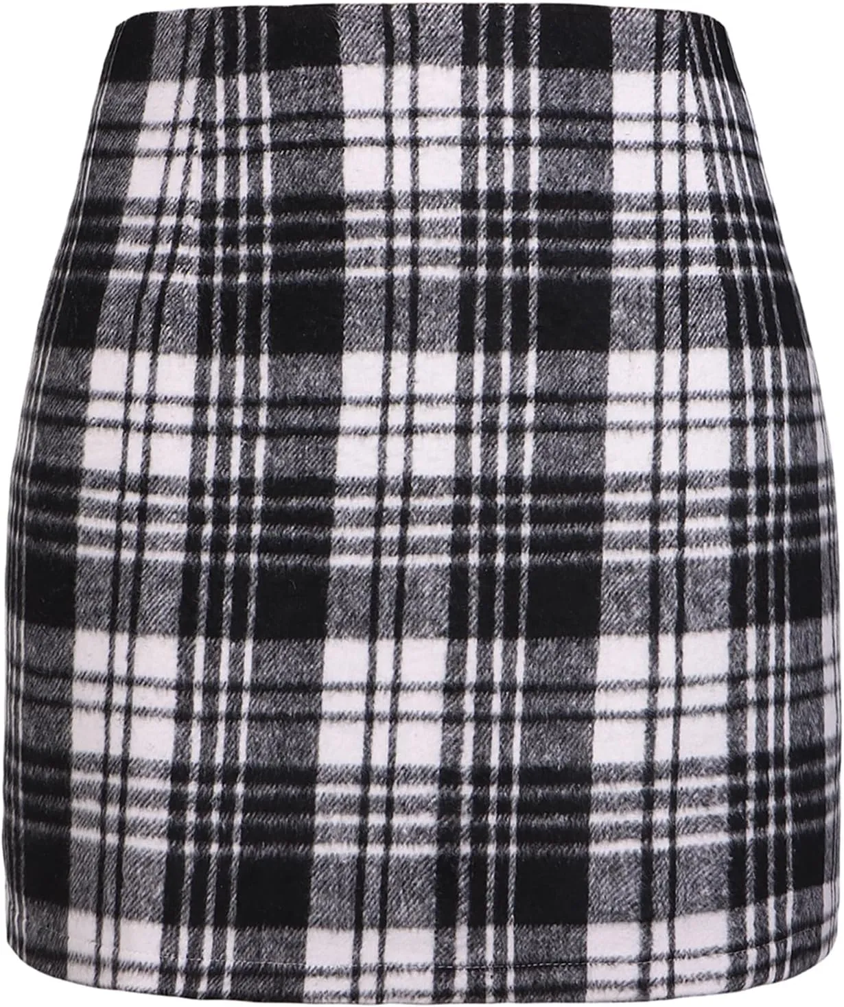 ATHX Women's High Waist Plaid Mini Skirts Fall Winter Wool Zipper Bodycon A Line Pencil Skirt Wrap Short Skirt for Women