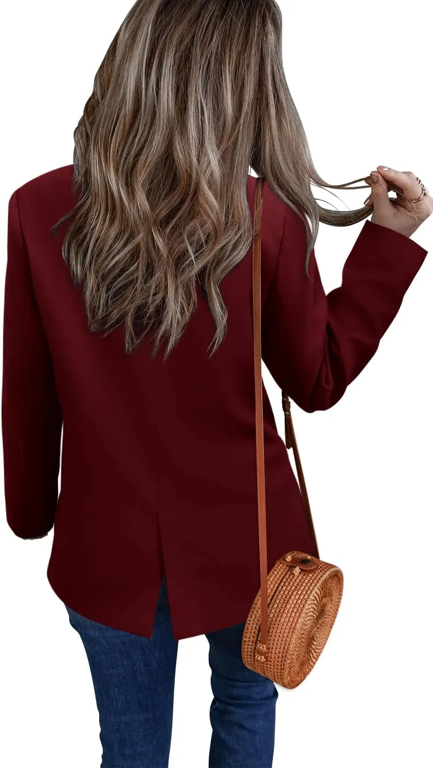 CHICZONE Womens Long Sleeve Casual Blazers Open Front Lapel Button Work Office Blazer Jackets