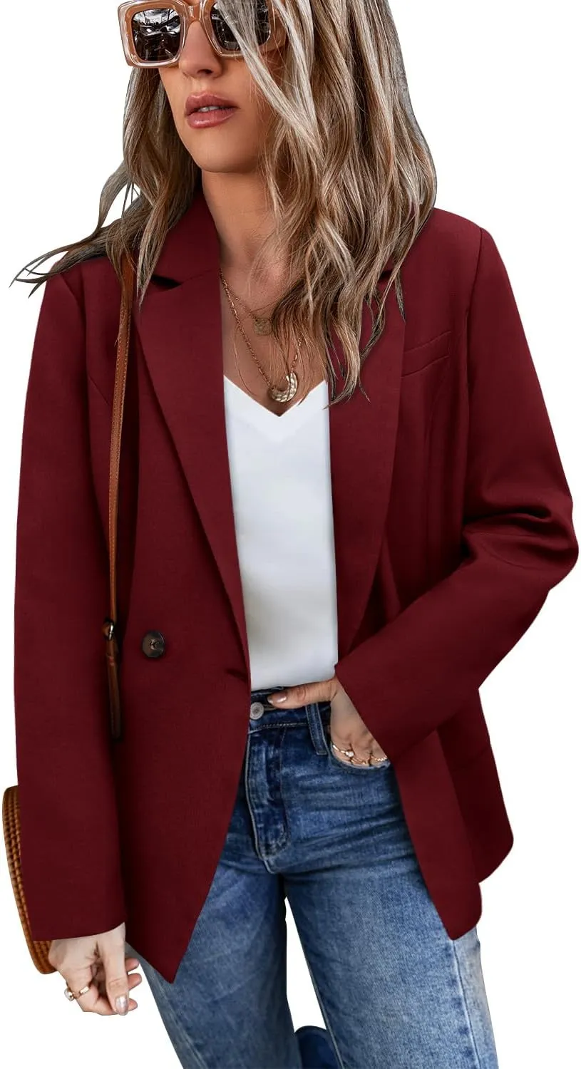 CHICZONE Womens Long Sleeve Casual Blazers Open Front Lapel Button Work Office Blazer Jackets