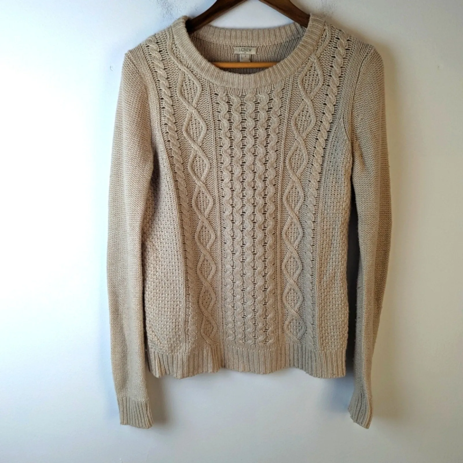 J. Crew Tan Cable Knit Sweater / Small
