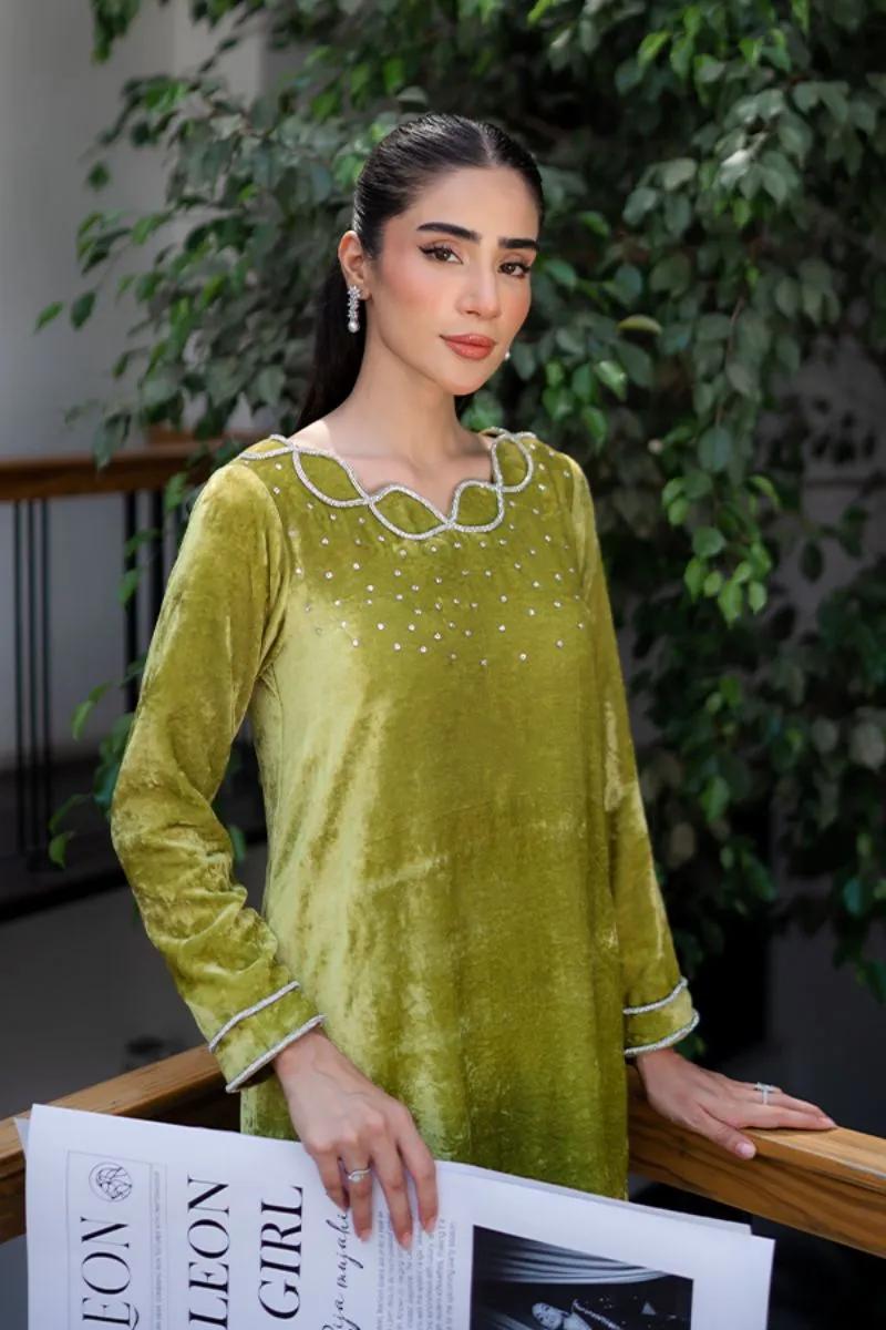 Leon - MATCHA LIME - Velvet & Korean Silk - 2 Piece