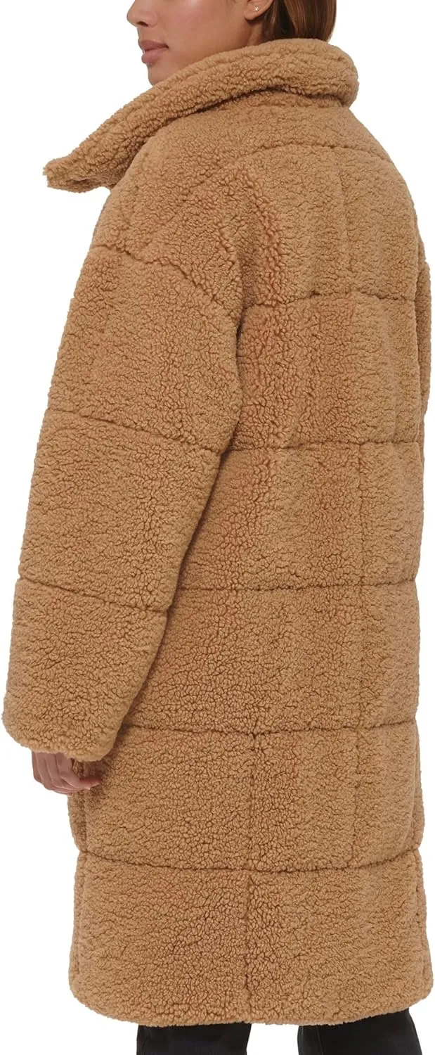 Levi's womens Long Length Patchwork Quilted Teddy Coat
