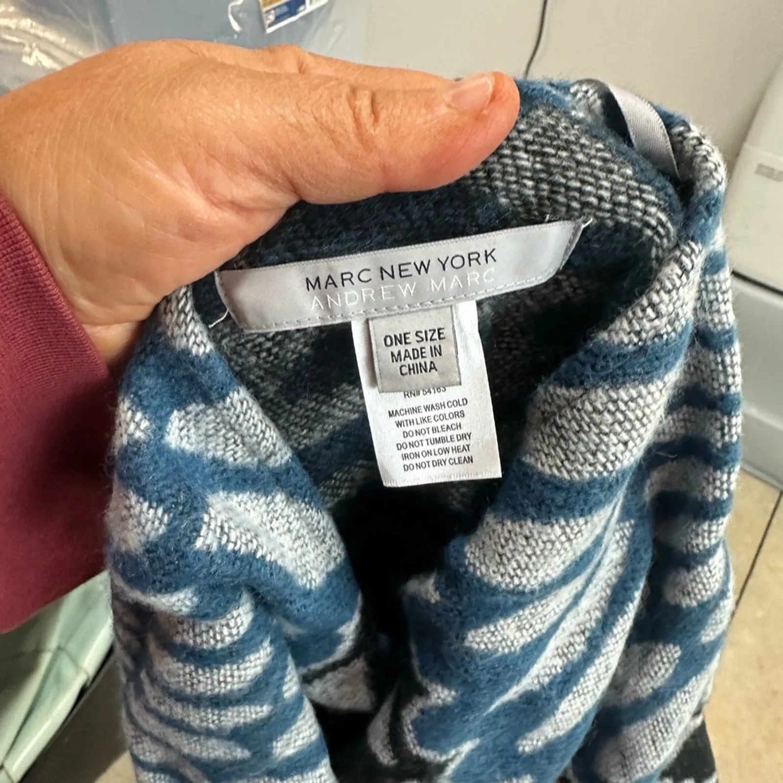 Marc New York Blue and Gray Knit Poncho