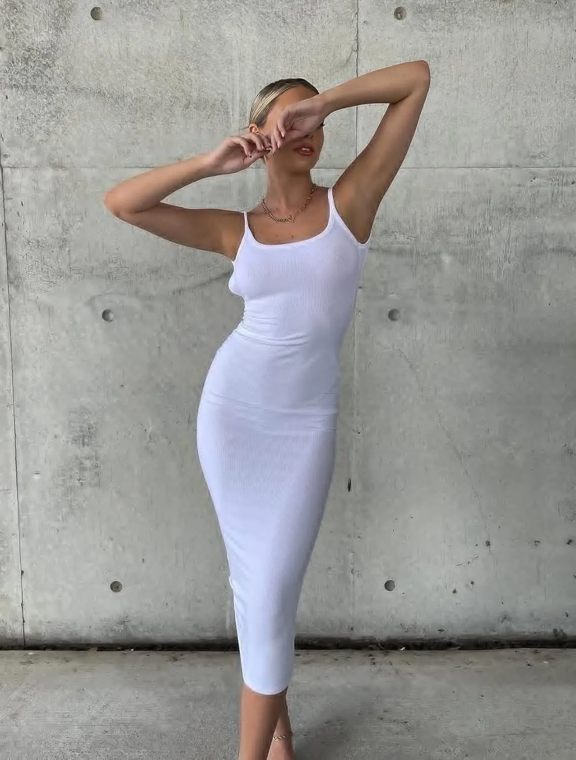 Meihuida Women Cut Out Dress Y2k Summer Sexy Halter Neck Sleeveless Backless Knitted Bodycon Cutout Dress
