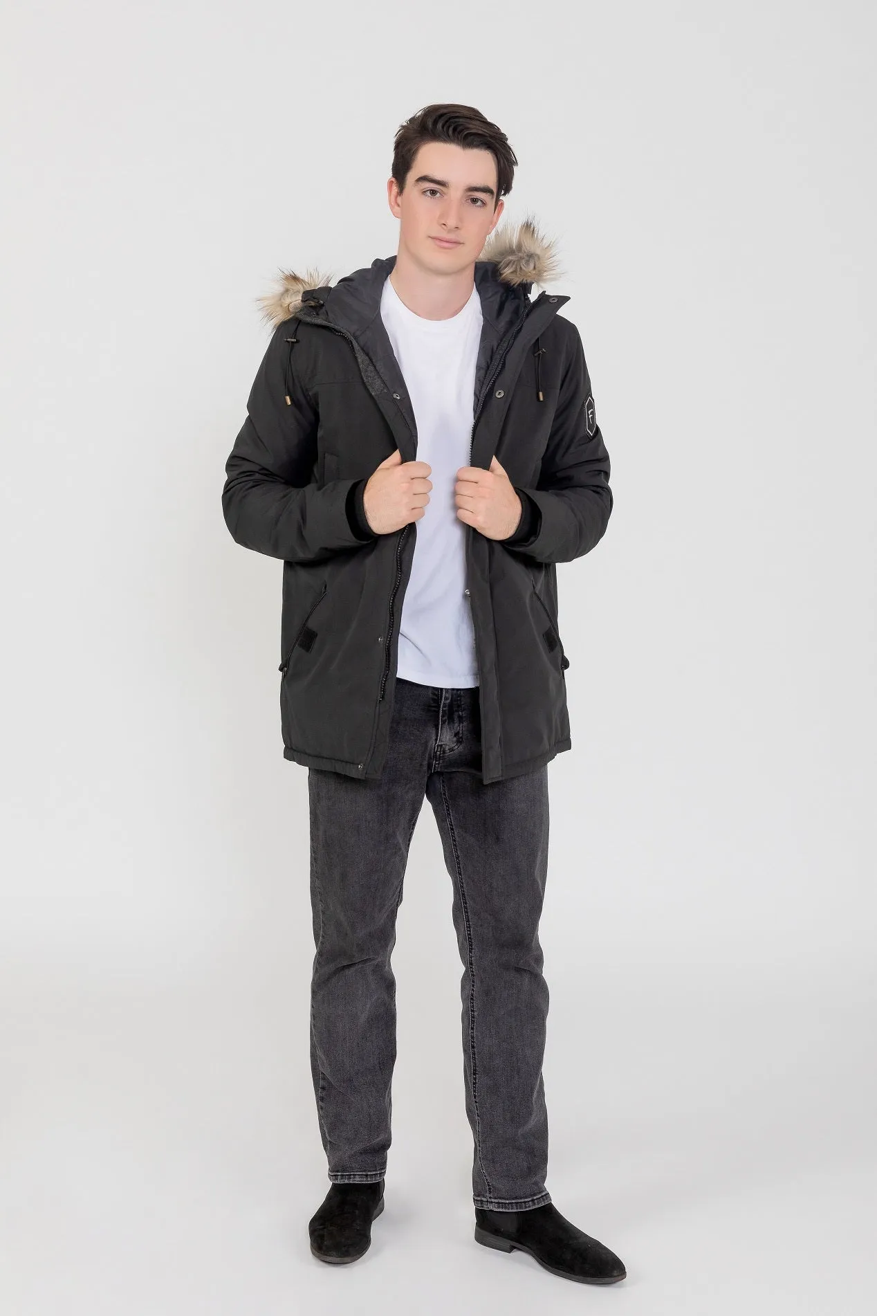 Men's Hudson Ultra Lite Hooded Winter Parka Coat From FAD