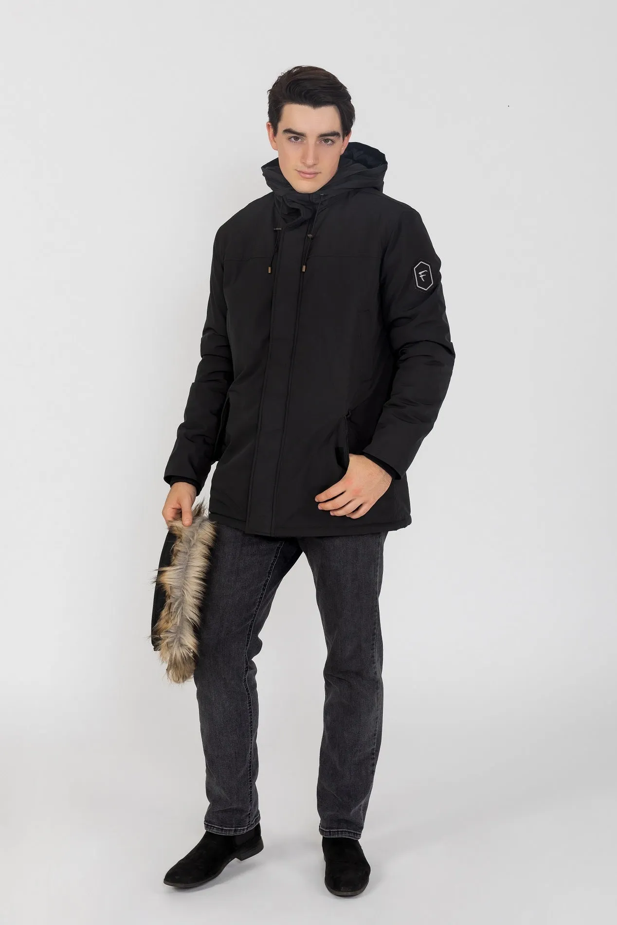 Men's Hudson Ultra Lite Hooded Winter Parka Coat From FAD