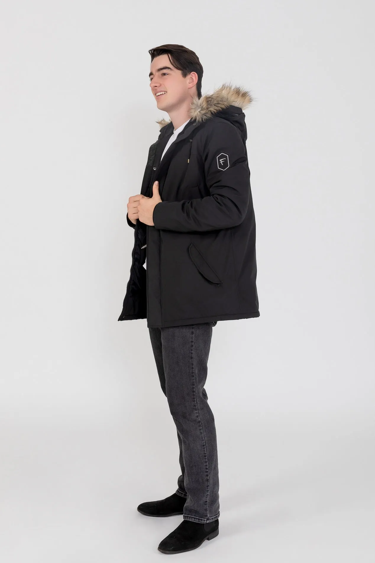 Men's Hudson Ultra Lite Hooded Winter Parka Coat From FAD