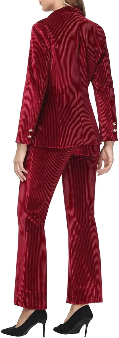 MODFUL Velvet Pant Suits for Women 2 Piece Set Casual Business Office Vintage Trouser-Suit