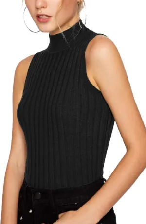 Nicetage 2025 Ribbed Sweater Tank Tops for Women Knit Mock Neck Top Sleeveless Shirts Summer Casual Basic Vest Tanks
