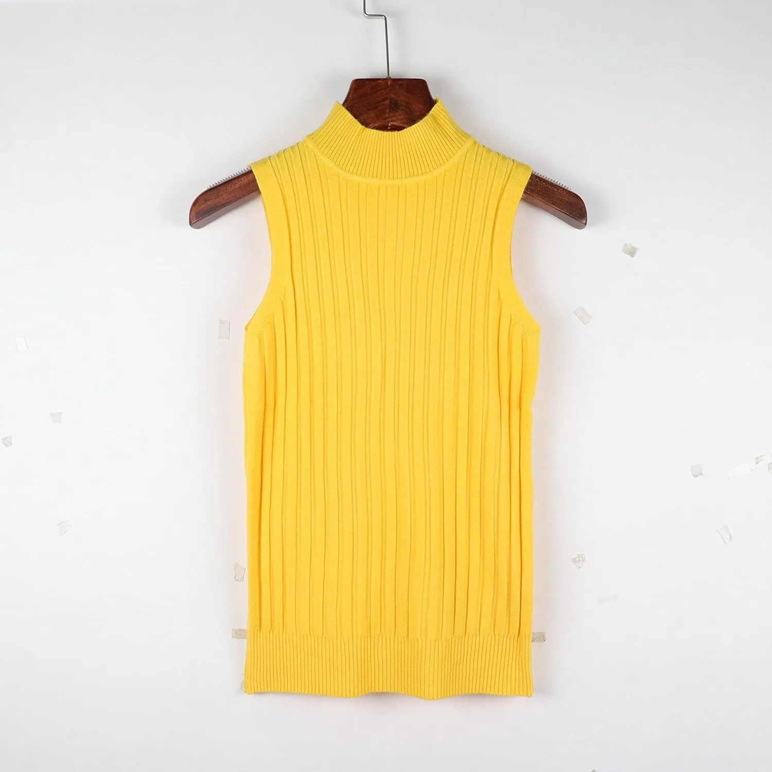Nicetage 2025 Ribbed Sweater Tank Tops for Women Knit Mock Neck Top Sleeveless Shirts Summer Casual Basic Vest Tanks