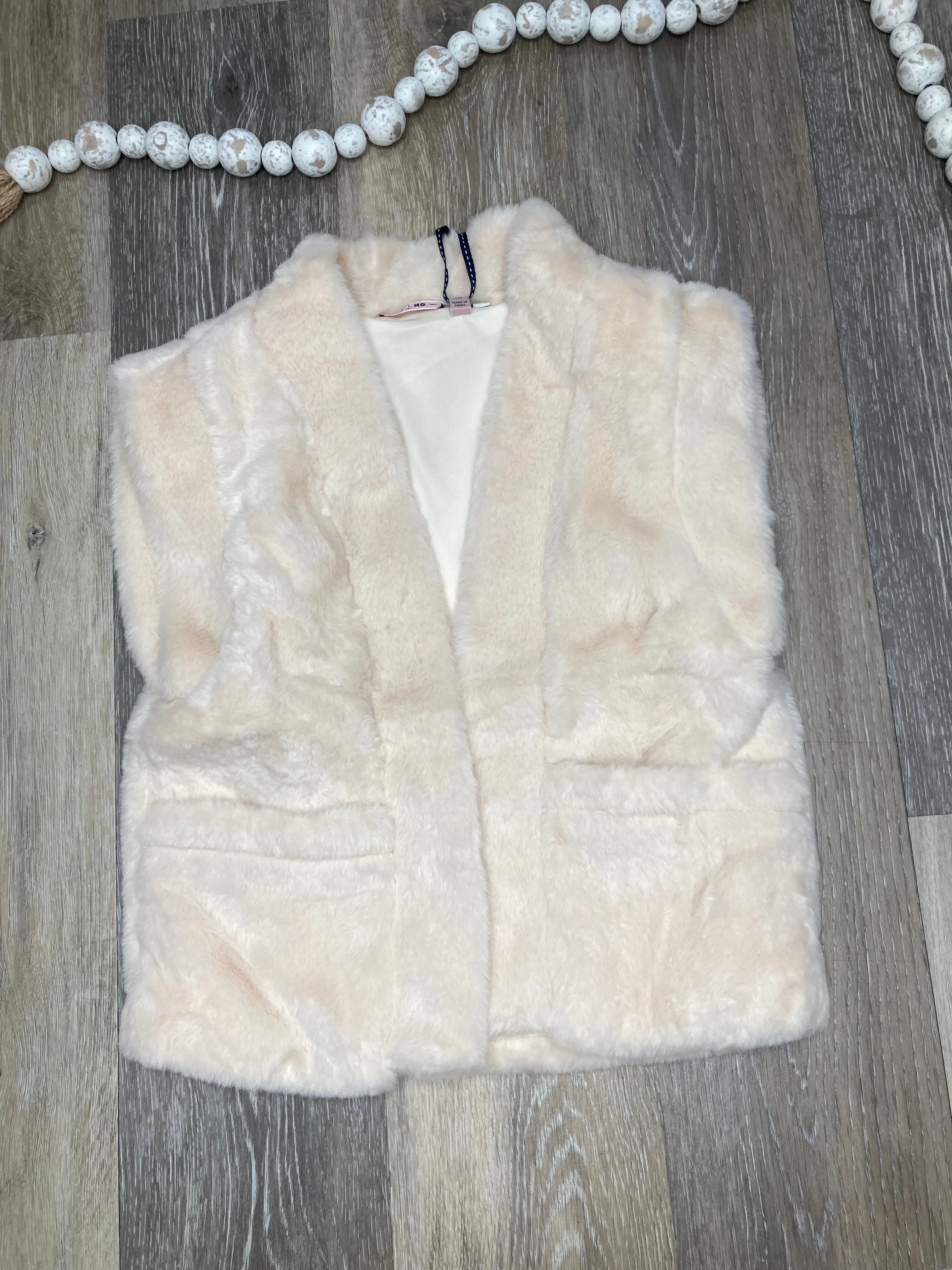 NON Cream Faux Fur Vest with Pockets