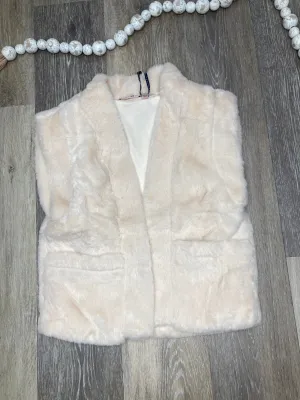 NON Cream Faux Fur Vest with Pockets