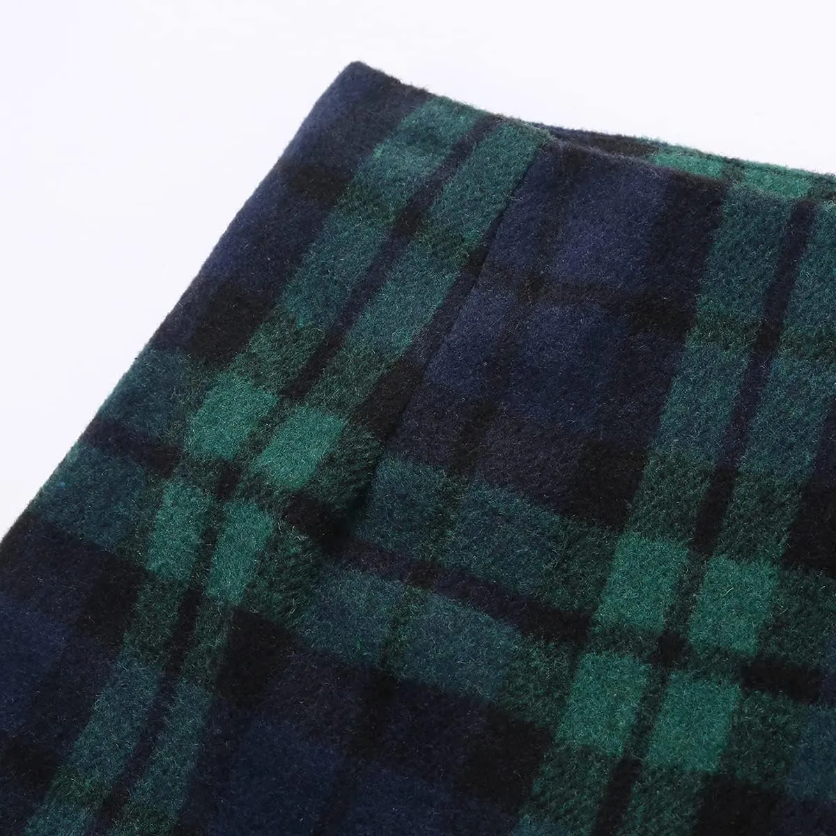 Plaid Mini Skirts for Womens High Waisted Fall Winter Wool Bodycon Pencil Skirts with Slit