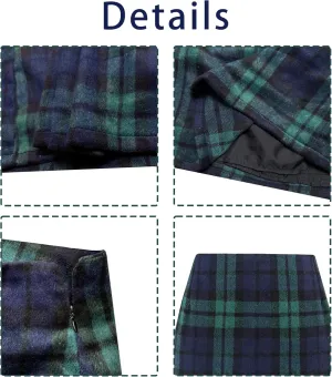 Womens Girl High Waisted Plaid Skirt Fall Winter Wool Bodycon Pencil Skirts